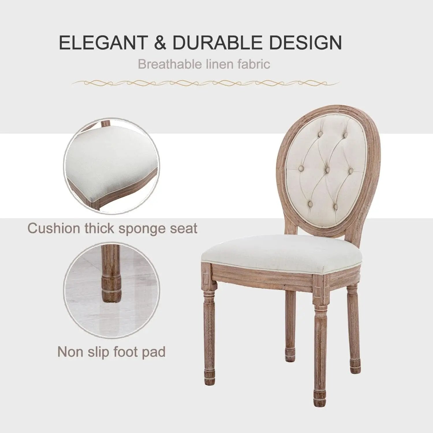 French Country Dining Chairs Set Of 4 Louis Style With Curved Backrest from PriceLows™