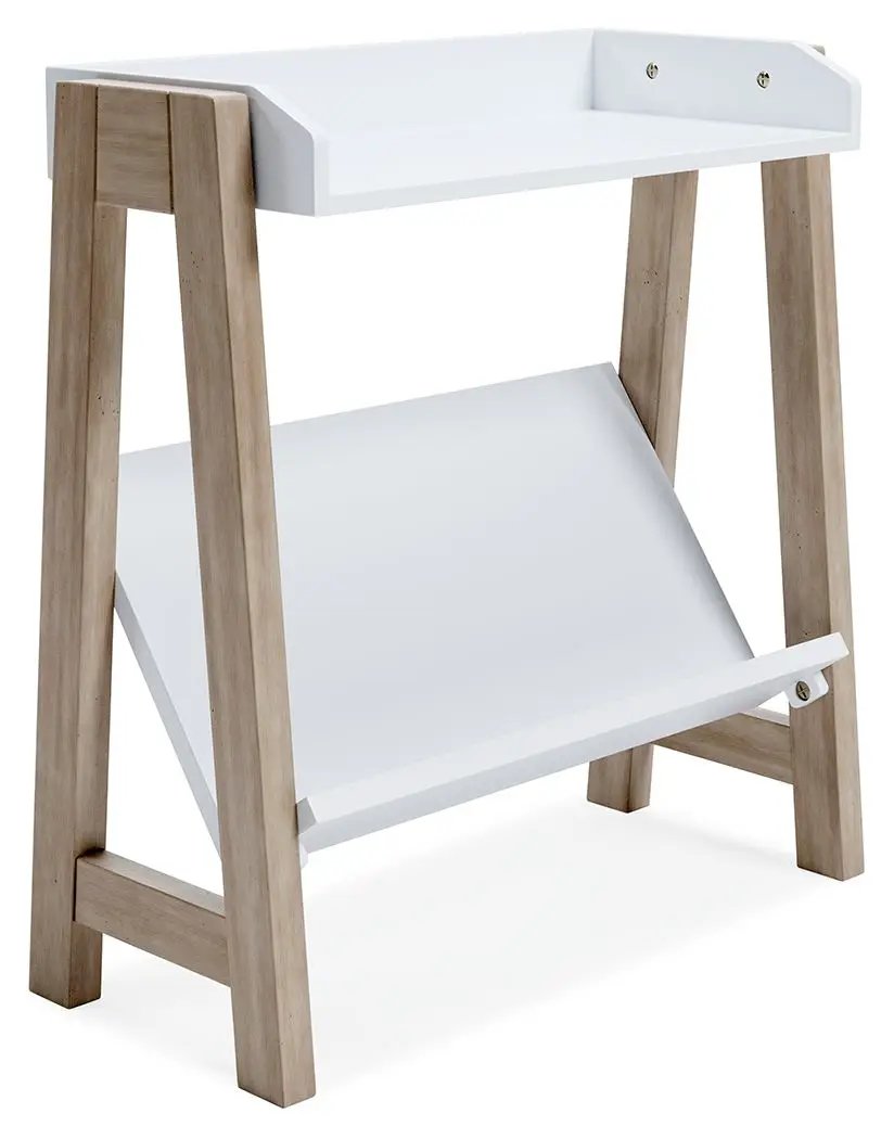 Blariden Small Bookcase | White And Tan | Wood And Engineered Wood | 28.5 Inch Height
