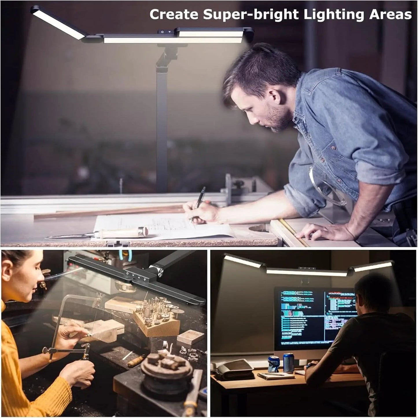 LED Desk Lamp With Clamp Stepless Dimming Home Office from PriceLows™
