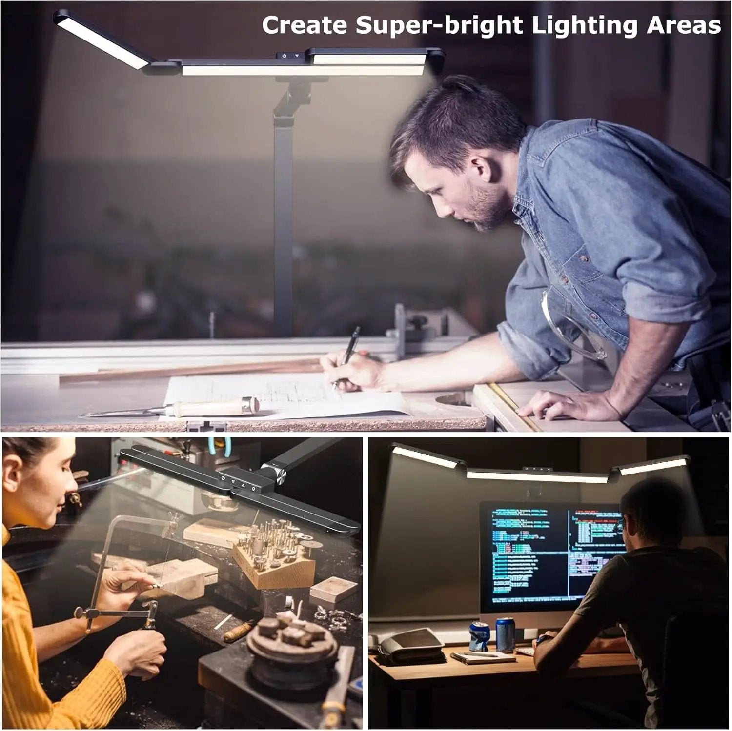 LED Desk Lamp With Clamp Stepless Dimming Home Office from PriceLows™