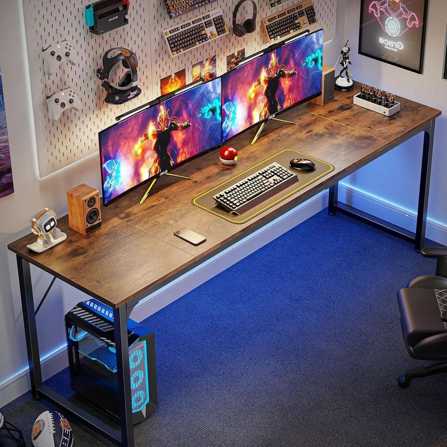 Rustic Brown 80 Inch Computer Desk For Home Office from PriceLows™