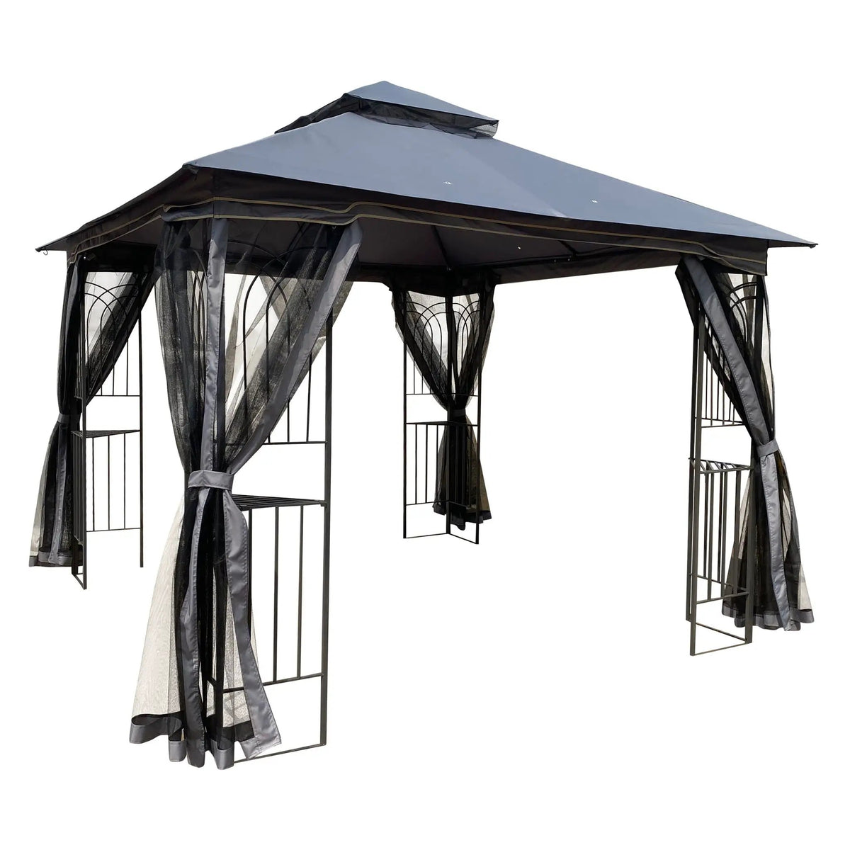Patio Gazebo Tent | Ventilated Double Roof | Mosquito Net | Steel Frame