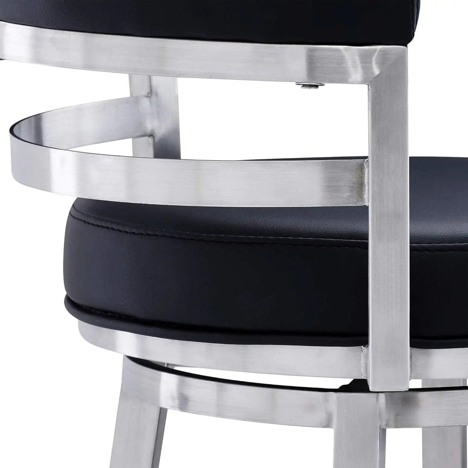 Modern Black Faux Leather Swivel Bar Stool for Kitchen from PriceLows™