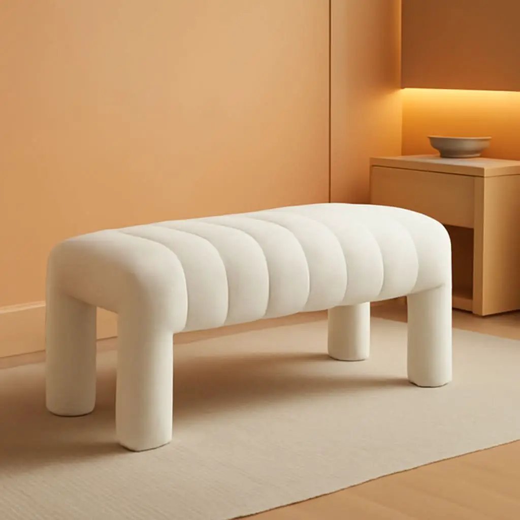 42.5 Inches Boucle Ottoman Bench Footrest Entryway from PriceLows™