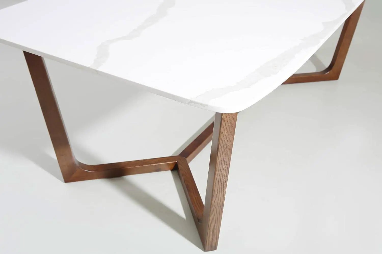 Adelaide Calacatta Quartz Dining Table Walnut Base from PriceLows™