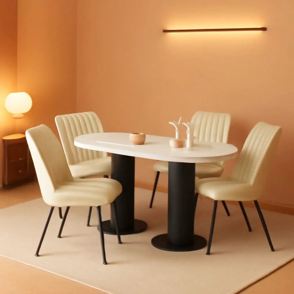 Khaki Dining Chairs Set Of 4 With Thick Cushions Metal Legs from PriceLows™