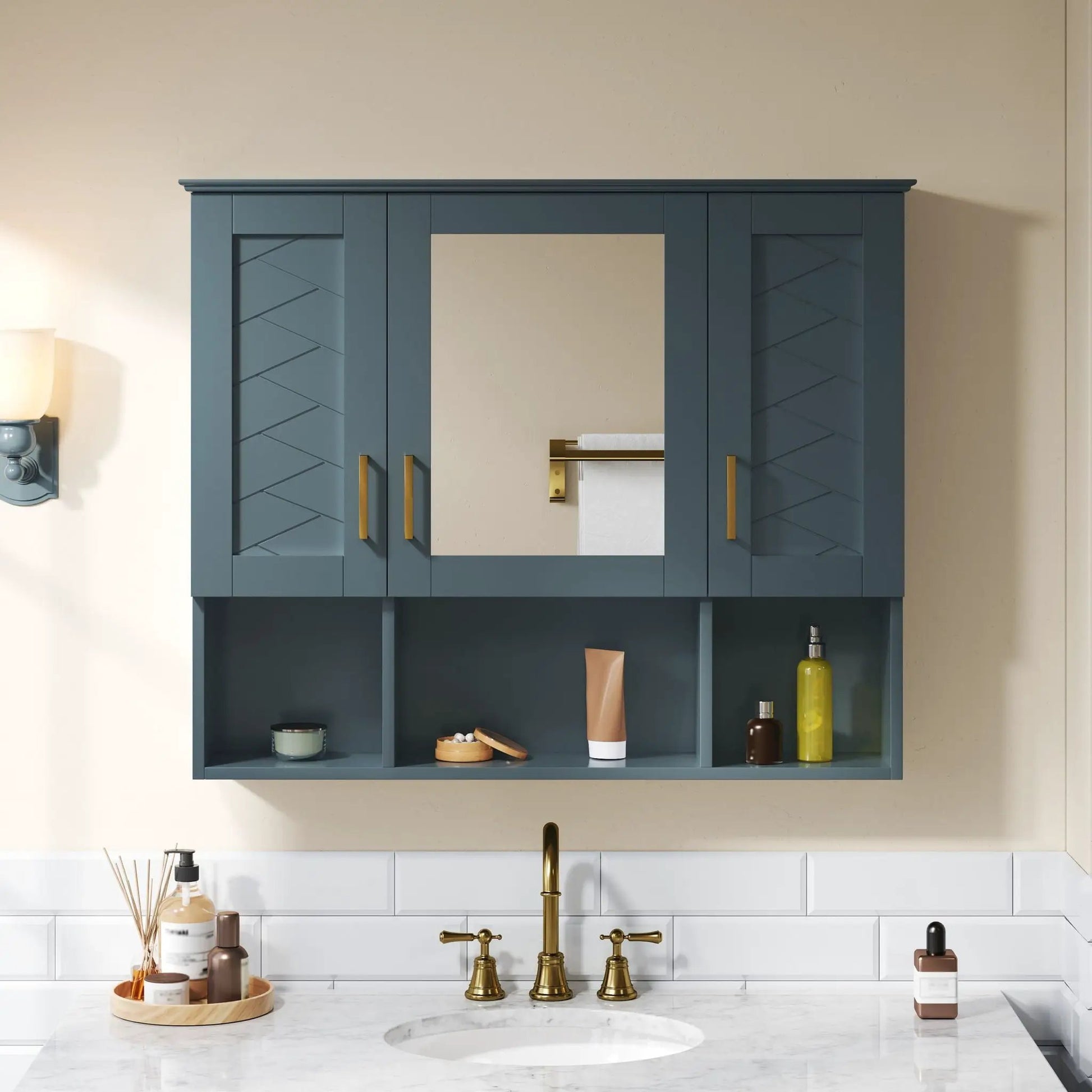 Modern Wall Mounted Medicine Cabinet With Adjustable Shelves, Soft Close Doors, High Define Mirror from PriceLows™