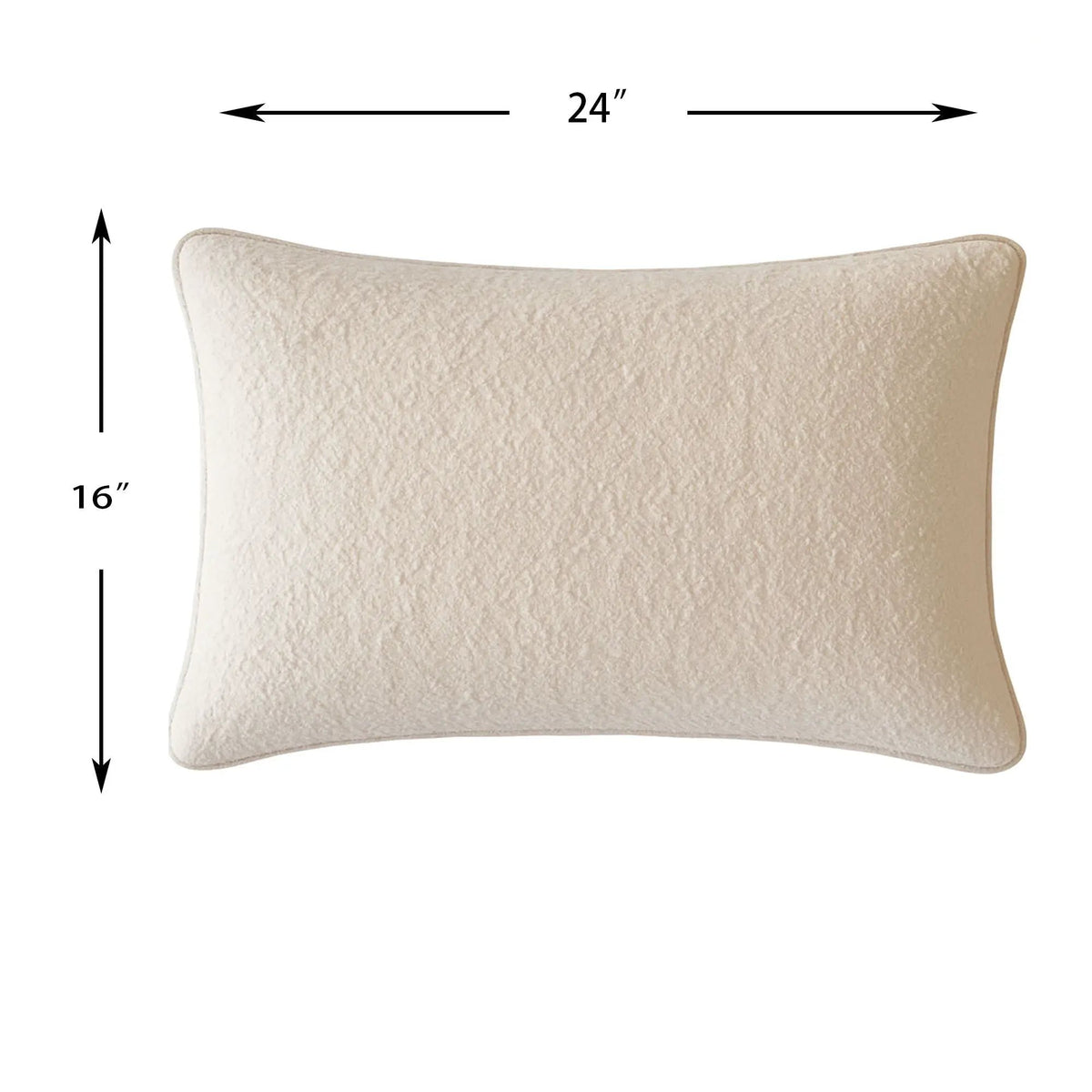 Homey Cozy Textured Throw Pillow | Ivory Neutral | 24 x 16 Inch | Full And Supportive