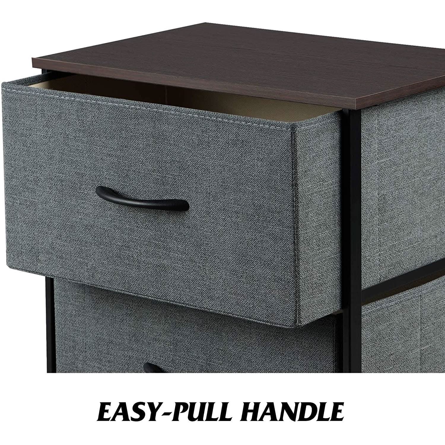 Dark Grey Fabric Dresser With Wood Top 4 Drawer Organizer from PriceLows™
