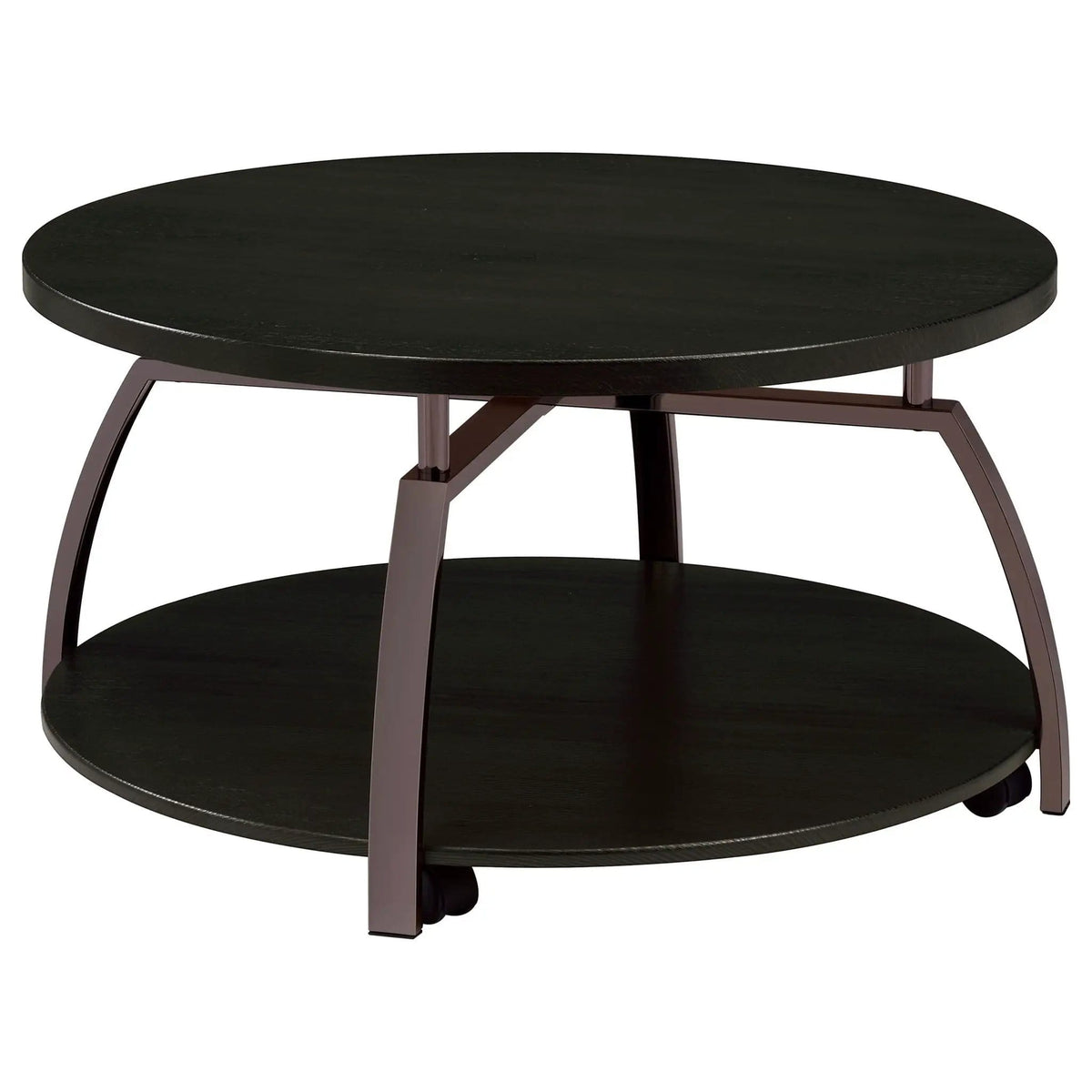 Dacre Round Engineered Wood Top Coffee Table Dark | 35 x 35 x 18.25 in | Engineered Wood & Metal | Charcoal