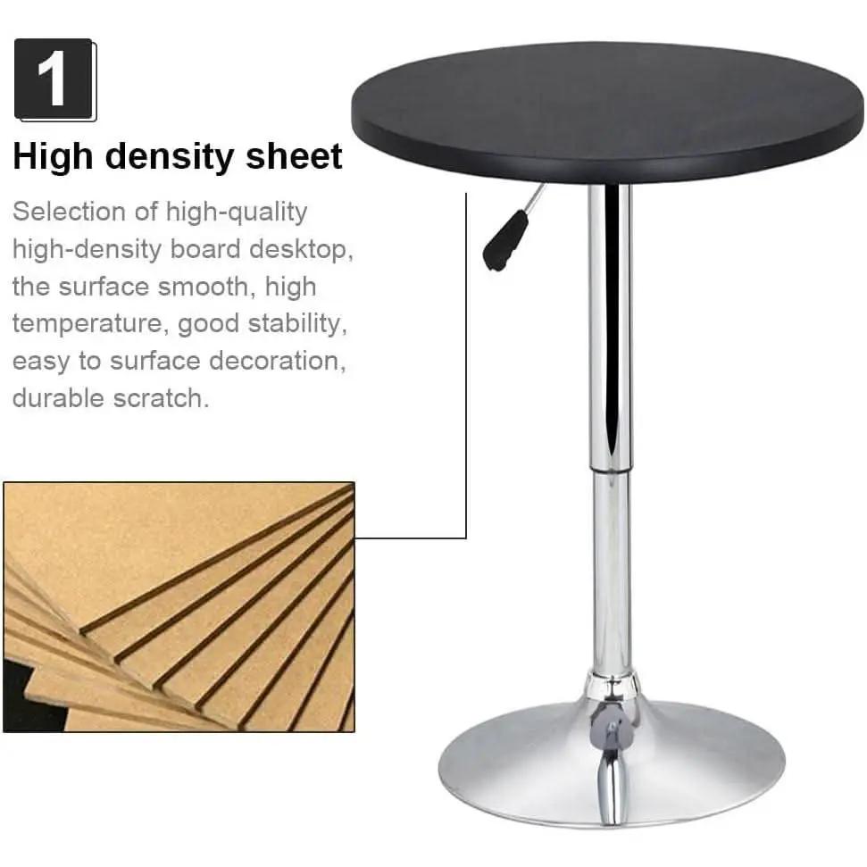 Black Bar Table With 360 Degree Swivel MDF Top Round from PriceLows™