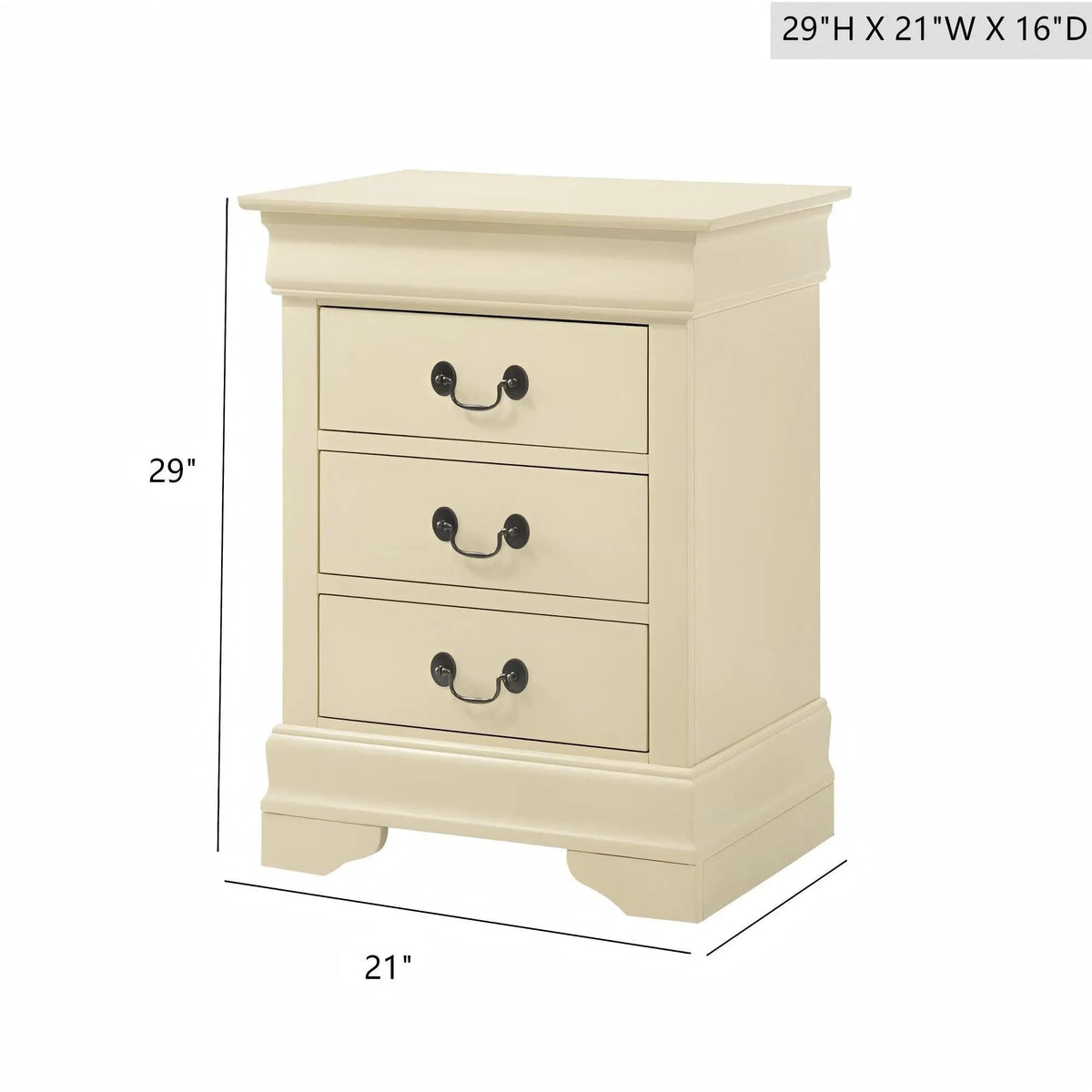Louis Phillipe Nightstand | Traditional Wood Design | English Dovetailed Drawers | Metal Center Guides