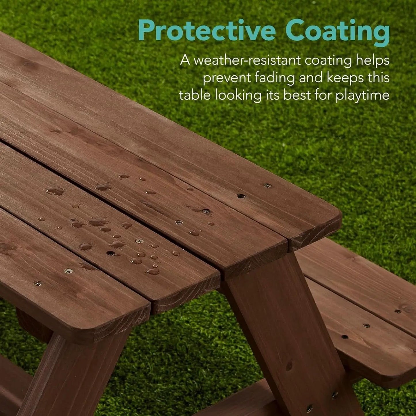 Walnut Wooden Kids Picnic Table With Adjustable Umbrella from PriceLows™