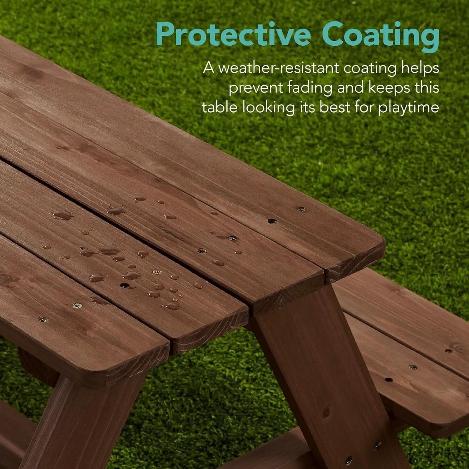 Walnut Wooden Kids Picnic Table With Adjustable Umbrella from PriceLows™