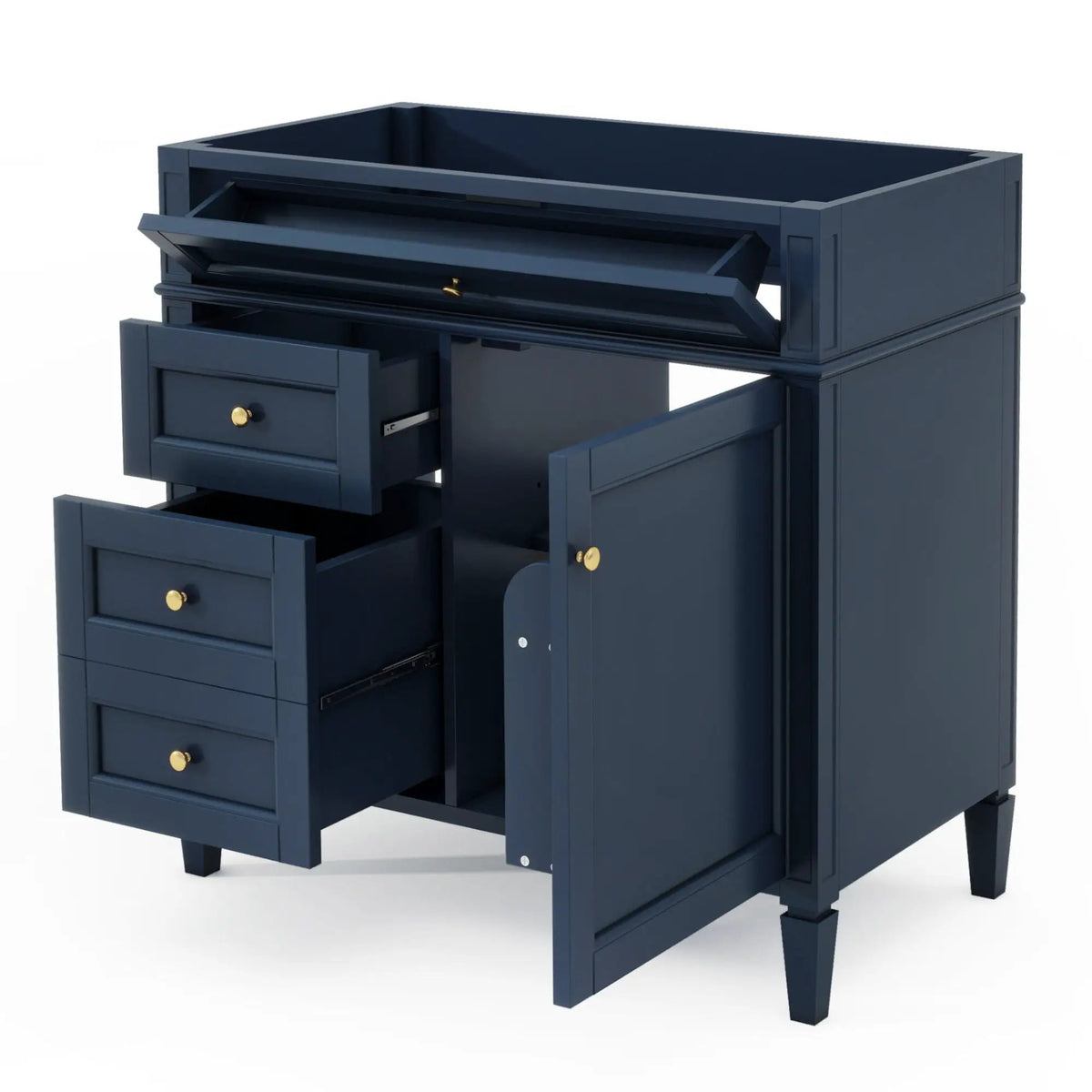 Bathroom Vanity | 3 Drawers | Blue Finish | Tip Out