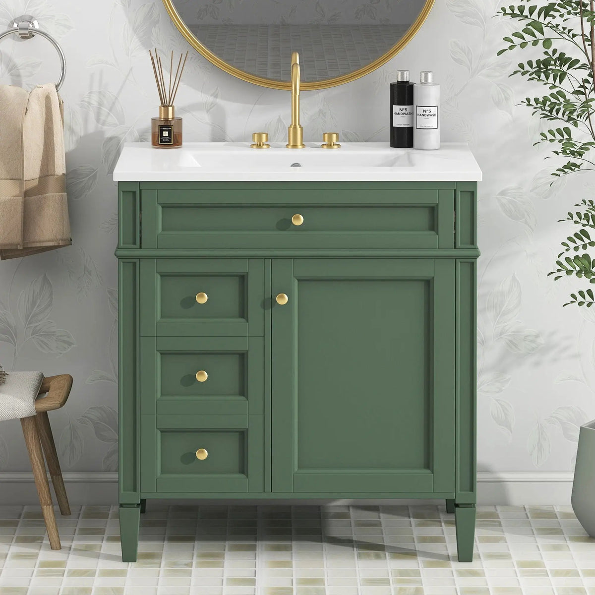 Bathroom Vanity | 3 Drawers | Blue Finish | Tip Out