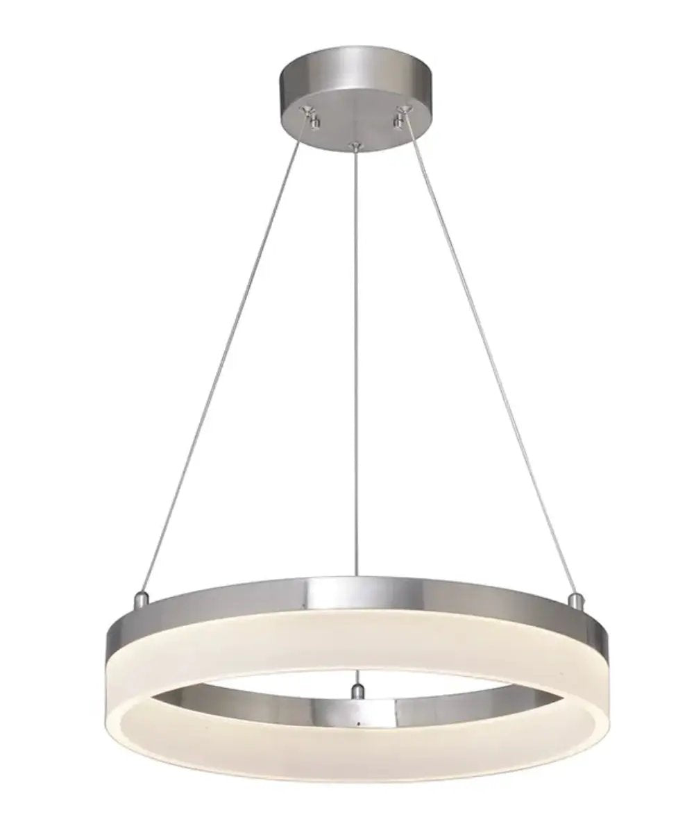 Round Edge Lit Chandelier | 16 Inch Width | 1 Light | Brushed Nickel