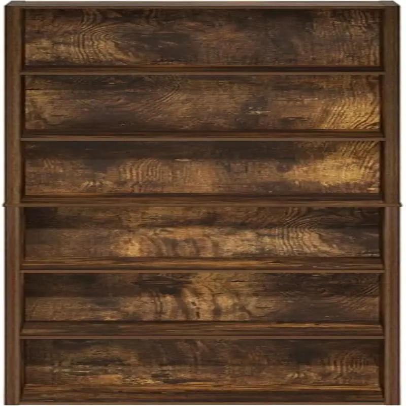 Amber Pine Six Tier Open Shelf Bookcase Home Office Storage from PriceLows™
