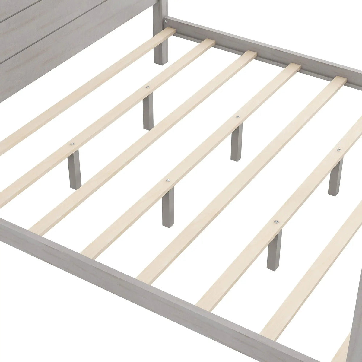 Platform Bed | Reinforced Wood Slats | Integrated Headboard