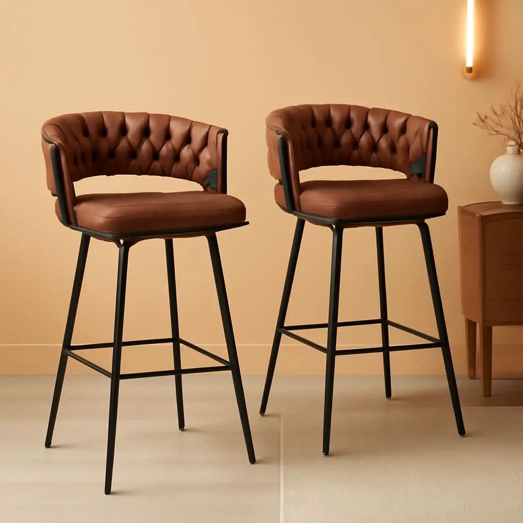 Elegant Swivel Bar Stools Set of Two 26 Inch from PriceLows™