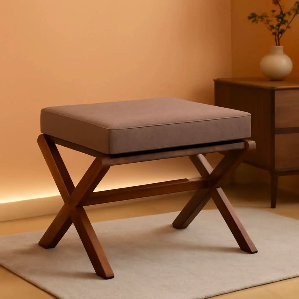 Espresso Brown Foldable Bamboo Footstool Dense Foam from PriceLows™
