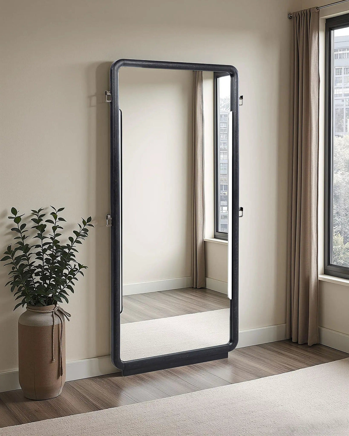 Leandro 76-inch Full Length Floor Mirror Burnished | 38.75 x 1.75 x 76.25 in | Home Furniture | Black