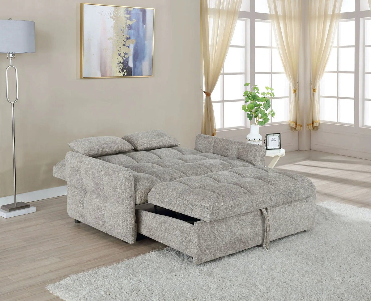 Cotswold Upholstered Convertible Sleeper Sofa Bed Light | 59 x 32.25 x 36 in | Chenille | Grey