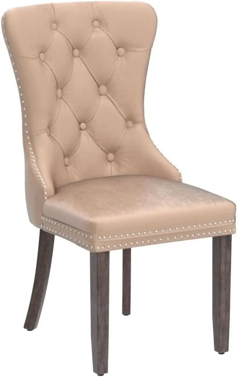 Khaki Velvet Dining Chairs Set Of 4 With Tufted Upholstery from PriceLows™
