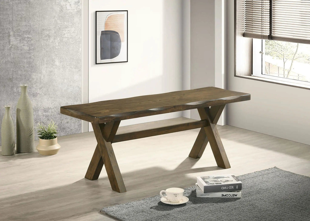 Alston 47-inch Solid Wood Dining Bench Knotty Nutmeg | 47.25 x 14.5 x 18 in | Solid Wood & Rubberwood | Dining Room