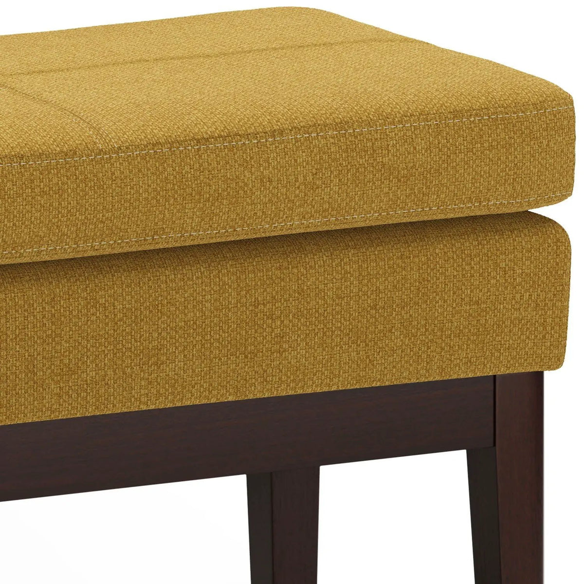 Carlson Ottoman Bench | Mid-Century Design | Top Stitching Detail | Webbed Seat Support