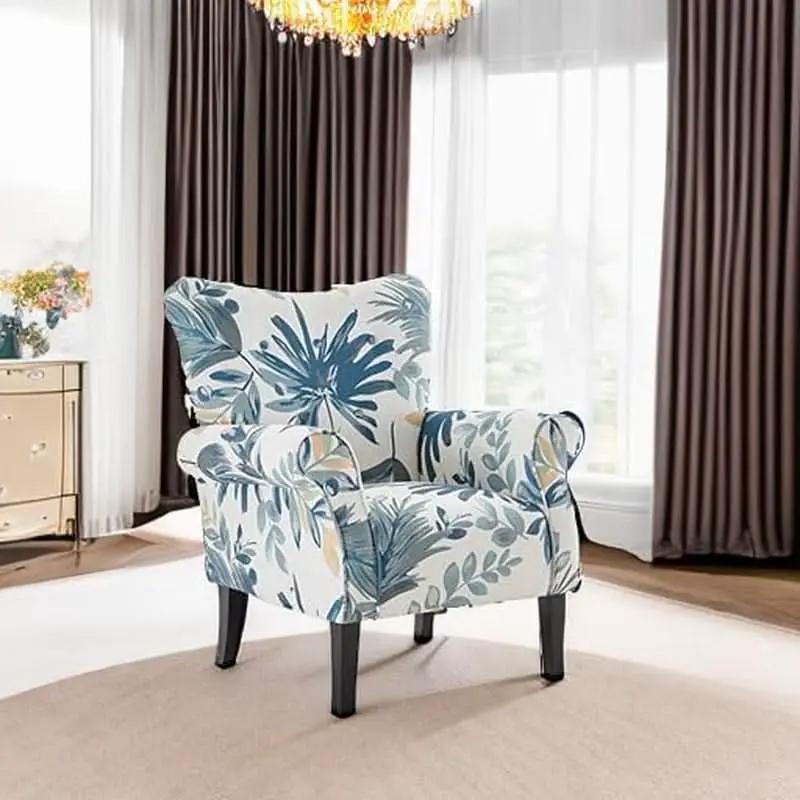 Wingback Upholstered Accent Chair Green Floral from PriceLows™