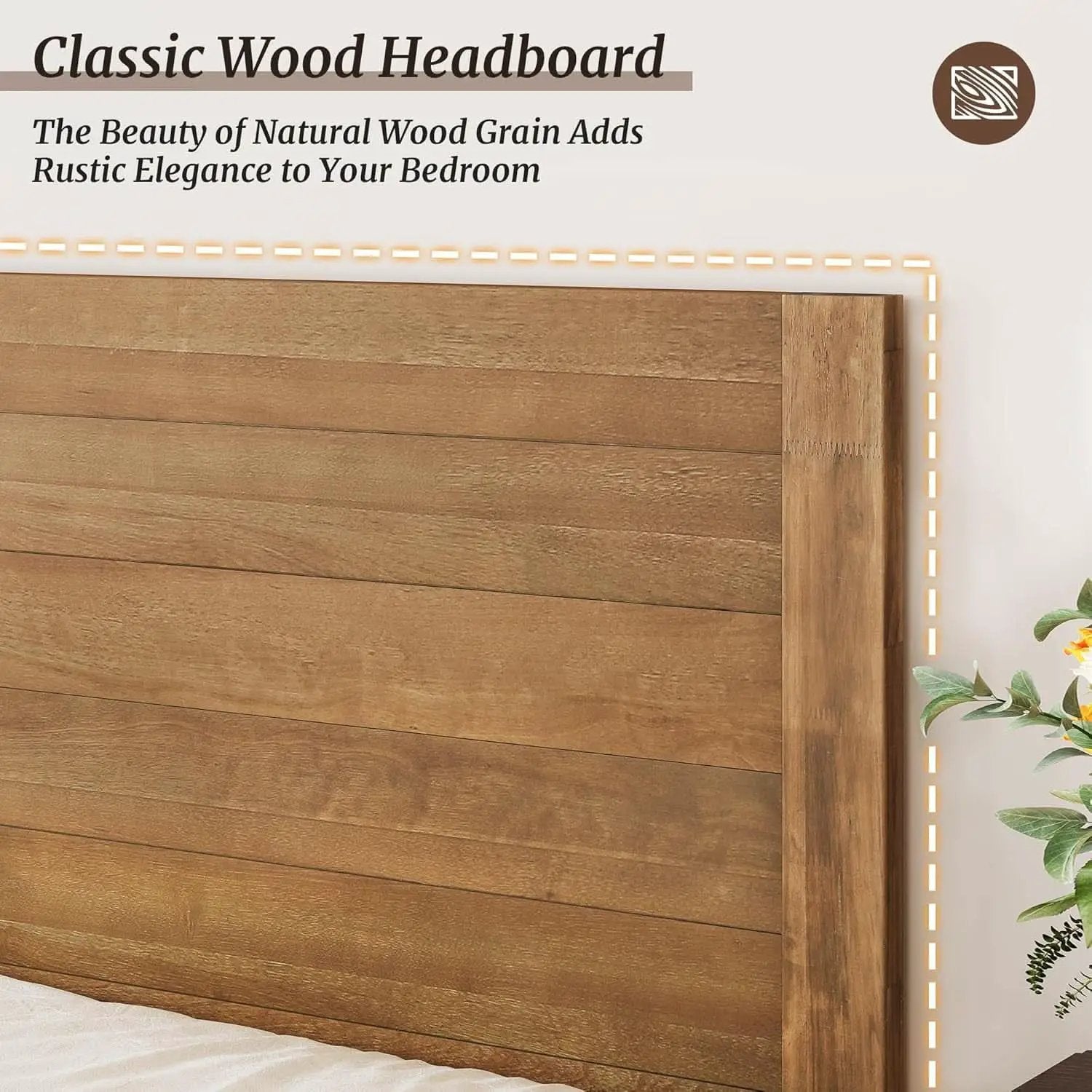 King Size Acacia Wood Platform Bed Frame With Headboard from PriceLows™