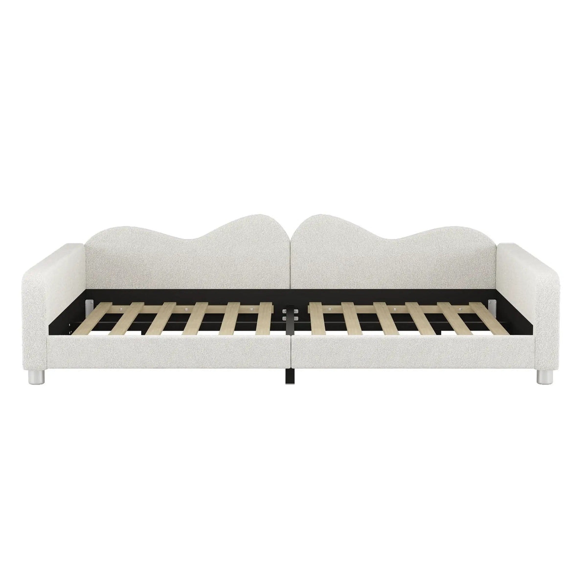 Upholstered Daybed, Sherpa Fabric Sofabed With Cloud-Shaped Backrest | 2 Pieces | Fabric | Bedroom