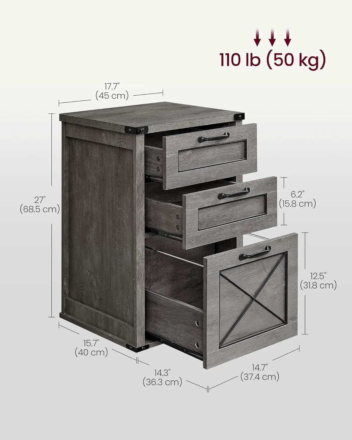Misty Gray File Cabinet 3 Drawer Modern Farmhouse Style from PriceLows™