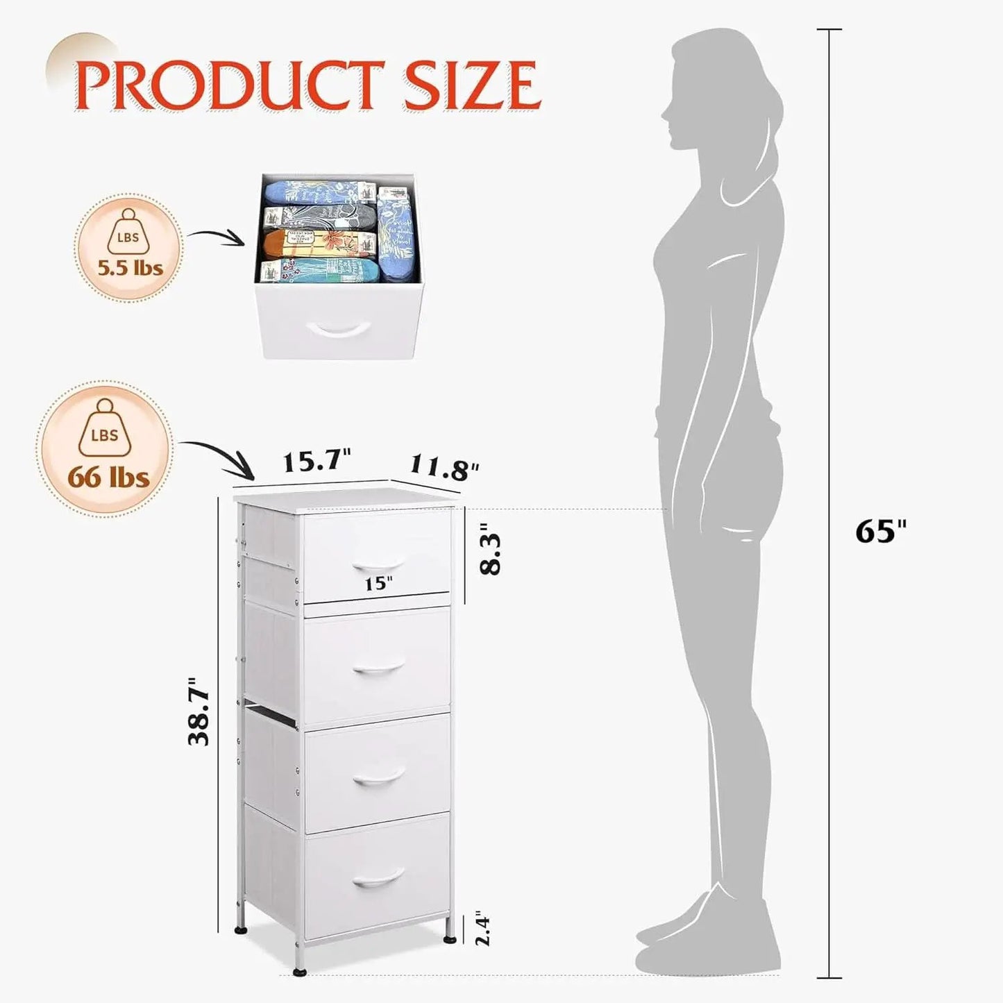 4 Drawer White Dresser For Bedroom Storage Tower Unit from PriceLows™