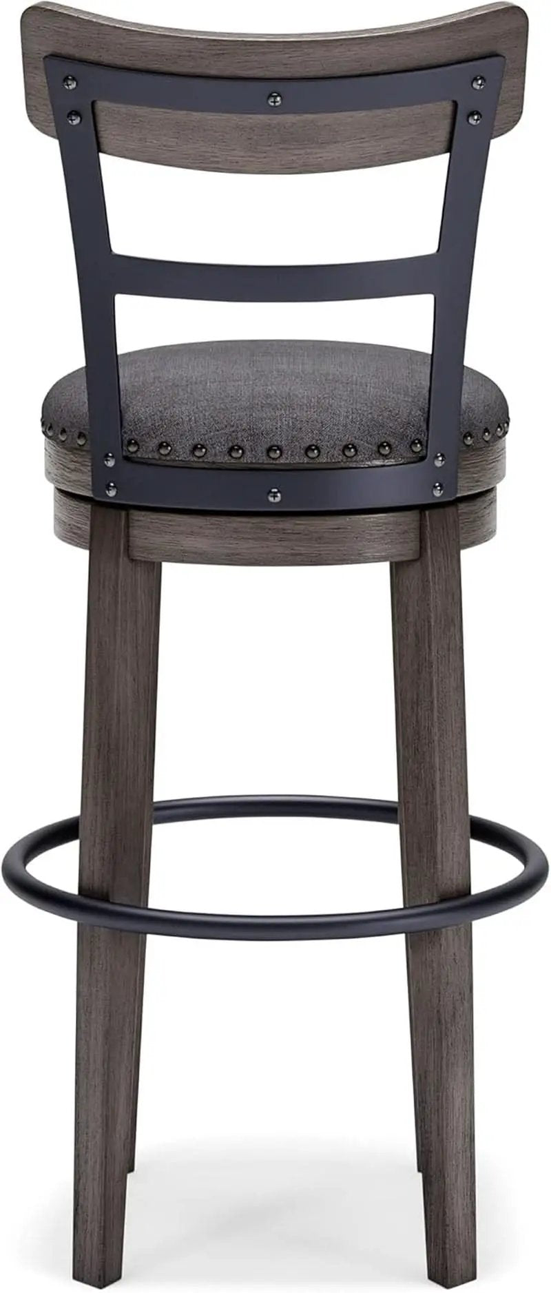 30 Inch Gray Upholstered Swivel Farmhouse Bar Stool from PriceLows™