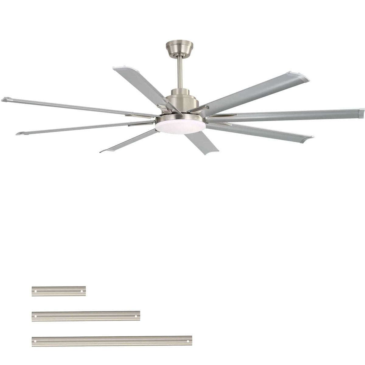 DC Motor Ceiling Fan With Dimmable Light And 8 Blade Aluminum Blades Nickel | 84 x 84 x 10.55 in | Aluminum | Home