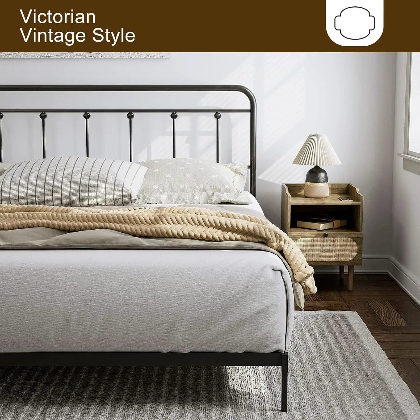 Adjustable Height Metal Headboard in Farmhouse Victorian Style from PriceLows™