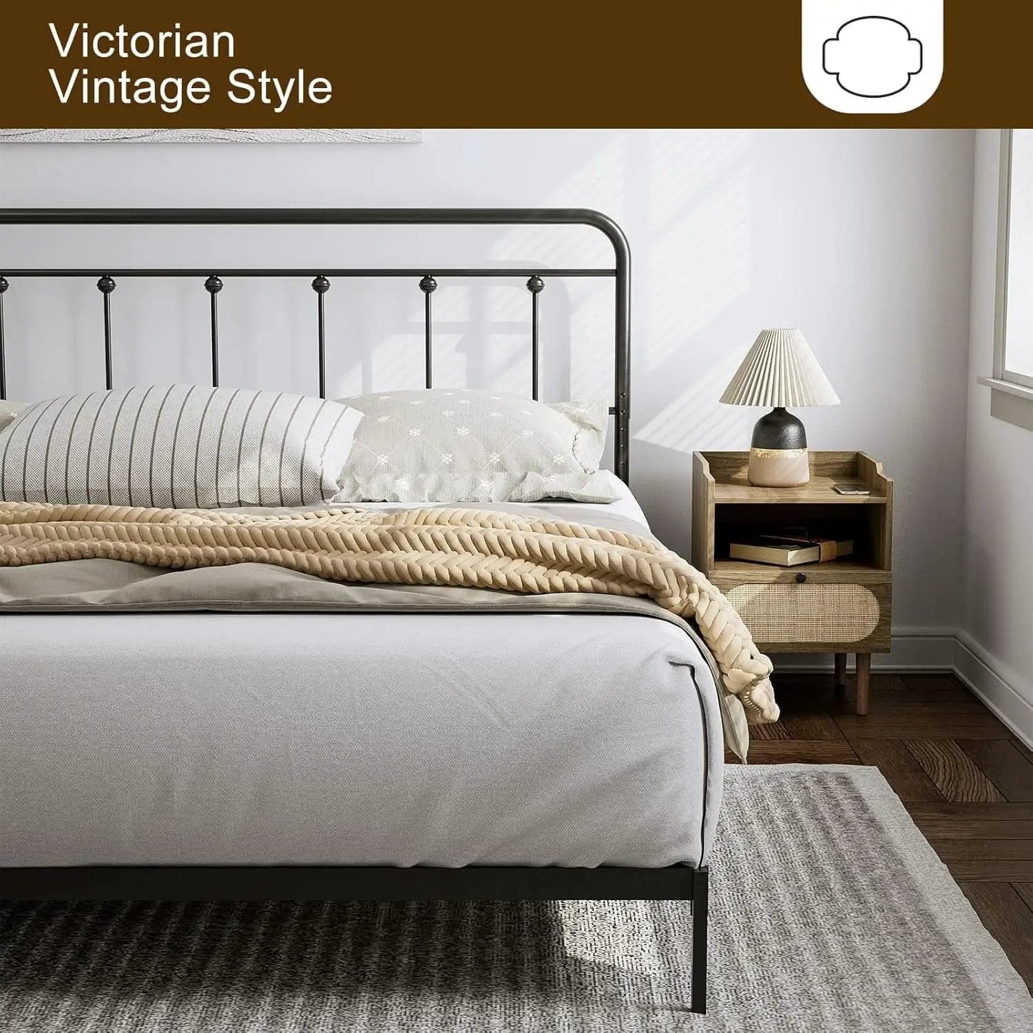 Adjustable Height Metal Headboard in Farmhouse Victorian Style from PriceLows™