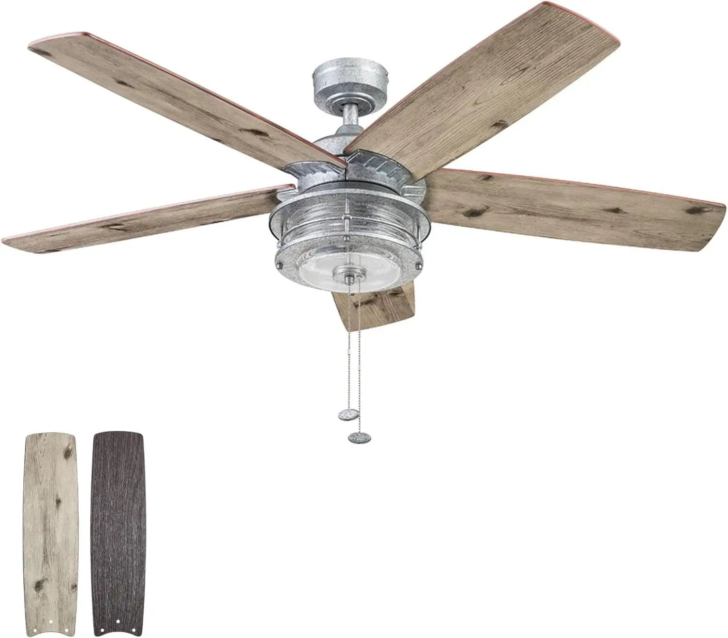 52 Inch Indoor Outdoor Ceiling Fan LED Light Dual Mount from PriceLows™