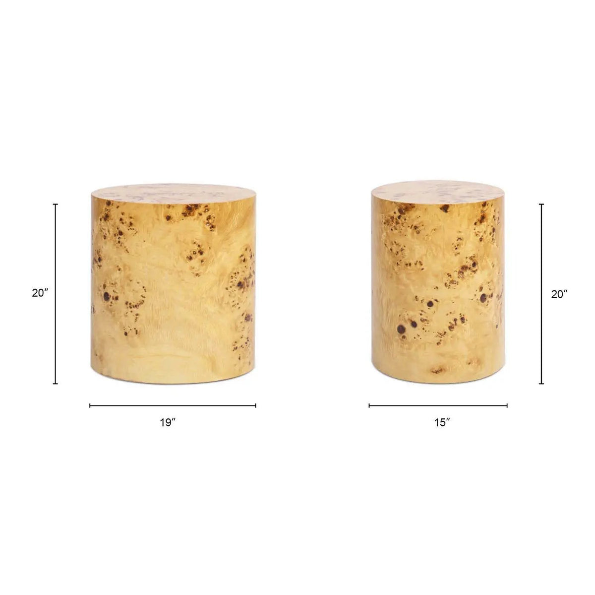 Nebula Oval Pillar Side Table | Burl Wood Veneer | 20 Inch Height | Accent Table