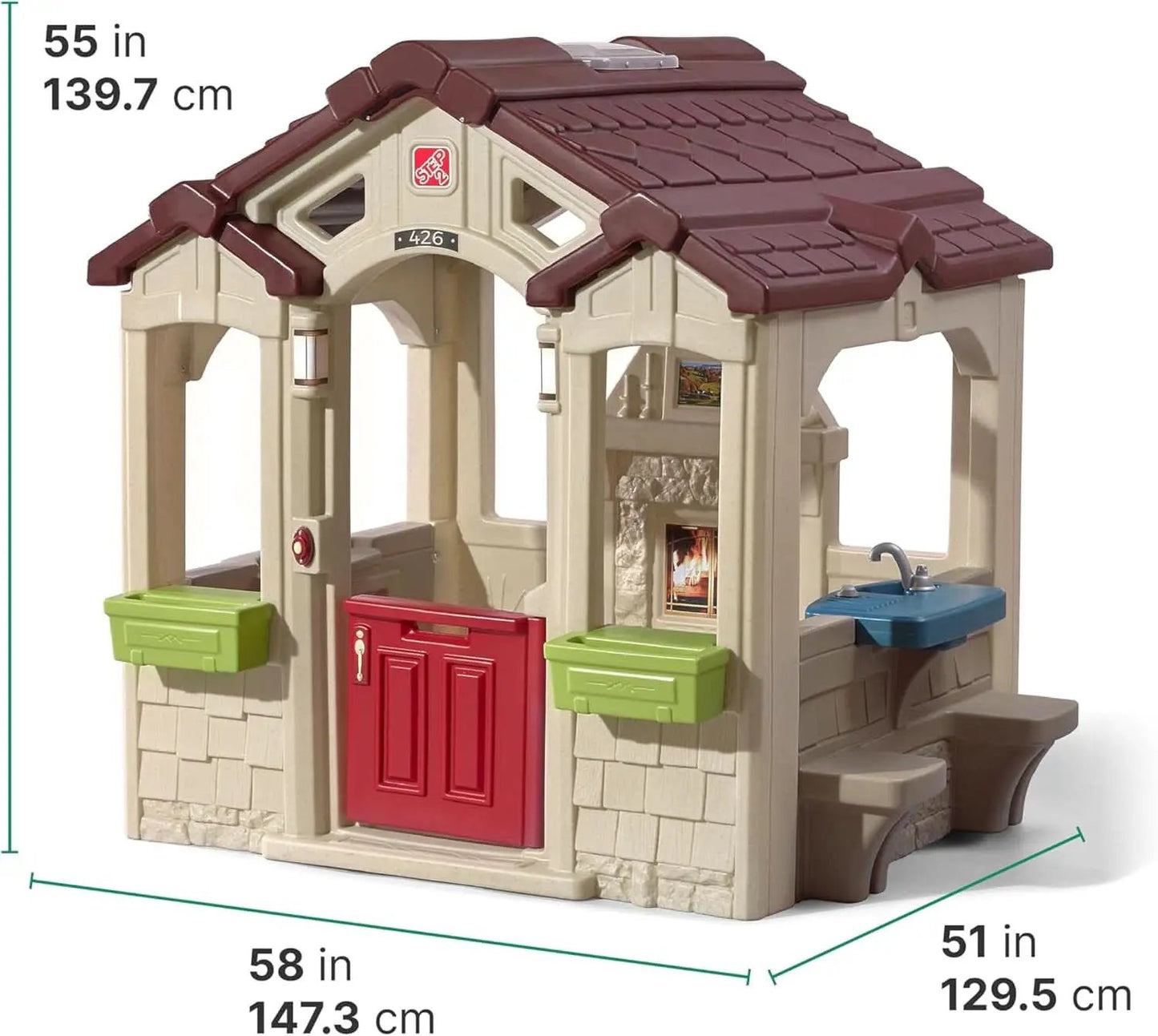 Indoor Outdoor Playhouse With Interactive Sounds Doorbell from PriceLows™
