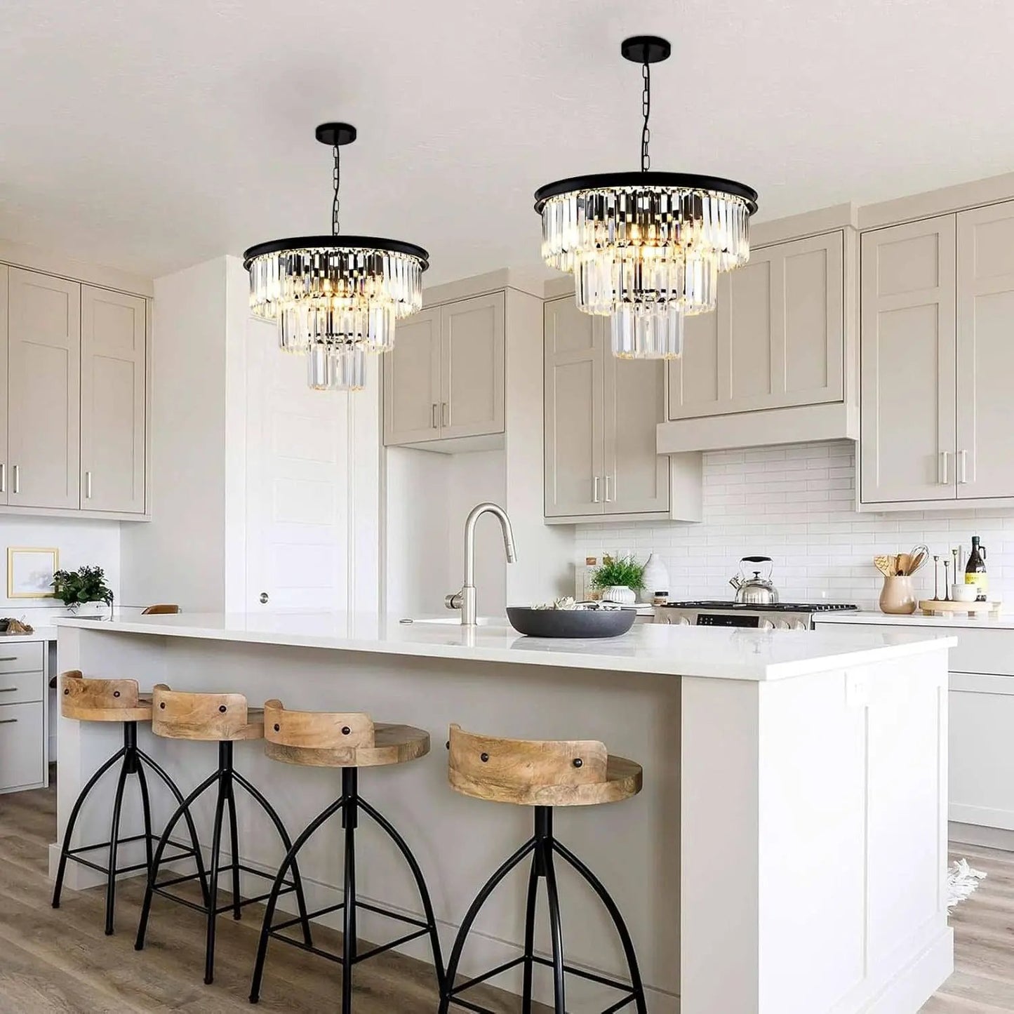 8 Light Black Crystal Chandelier Elegant Dining Fixture from PriceLows™