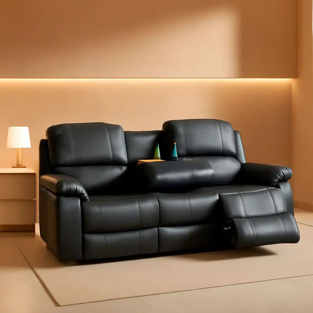 Leather Recliner Sofa Set Black For Living Room And Small Spaces from PriceLows™