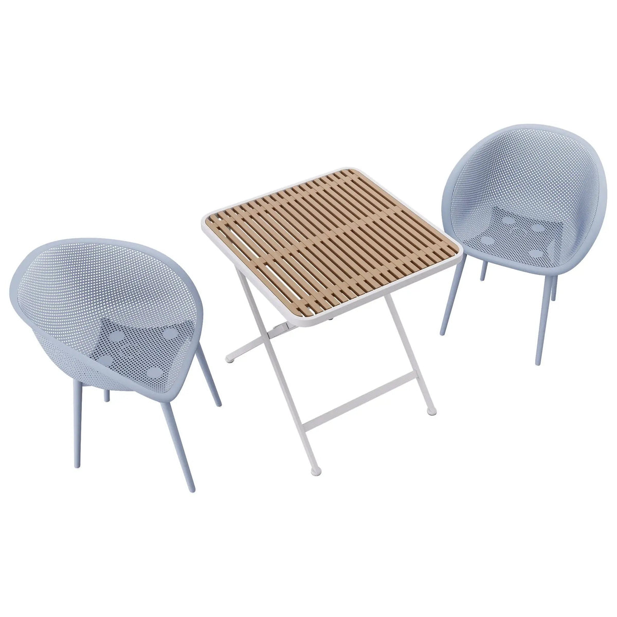 Lounge Chair Set With Folding Table | 2 Pack Chairs | All-Weather Polypropylene | Woven Design