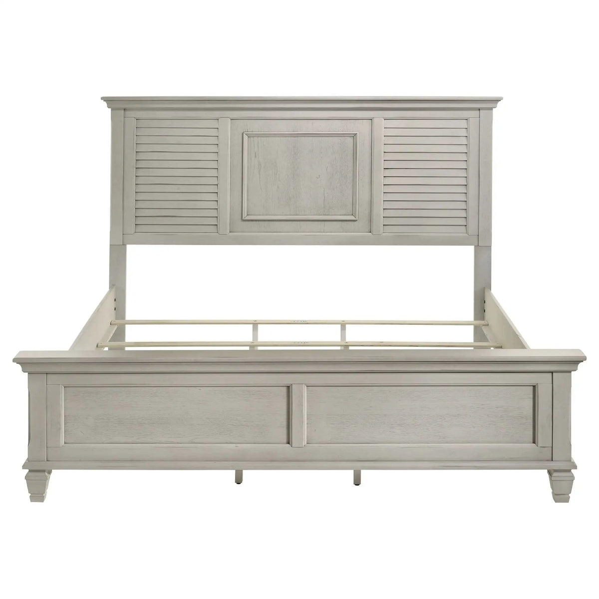 Franco Wood Eastern King Panel Bed Distressed | 83.75 x 88.25 x 57 in | Wood | White