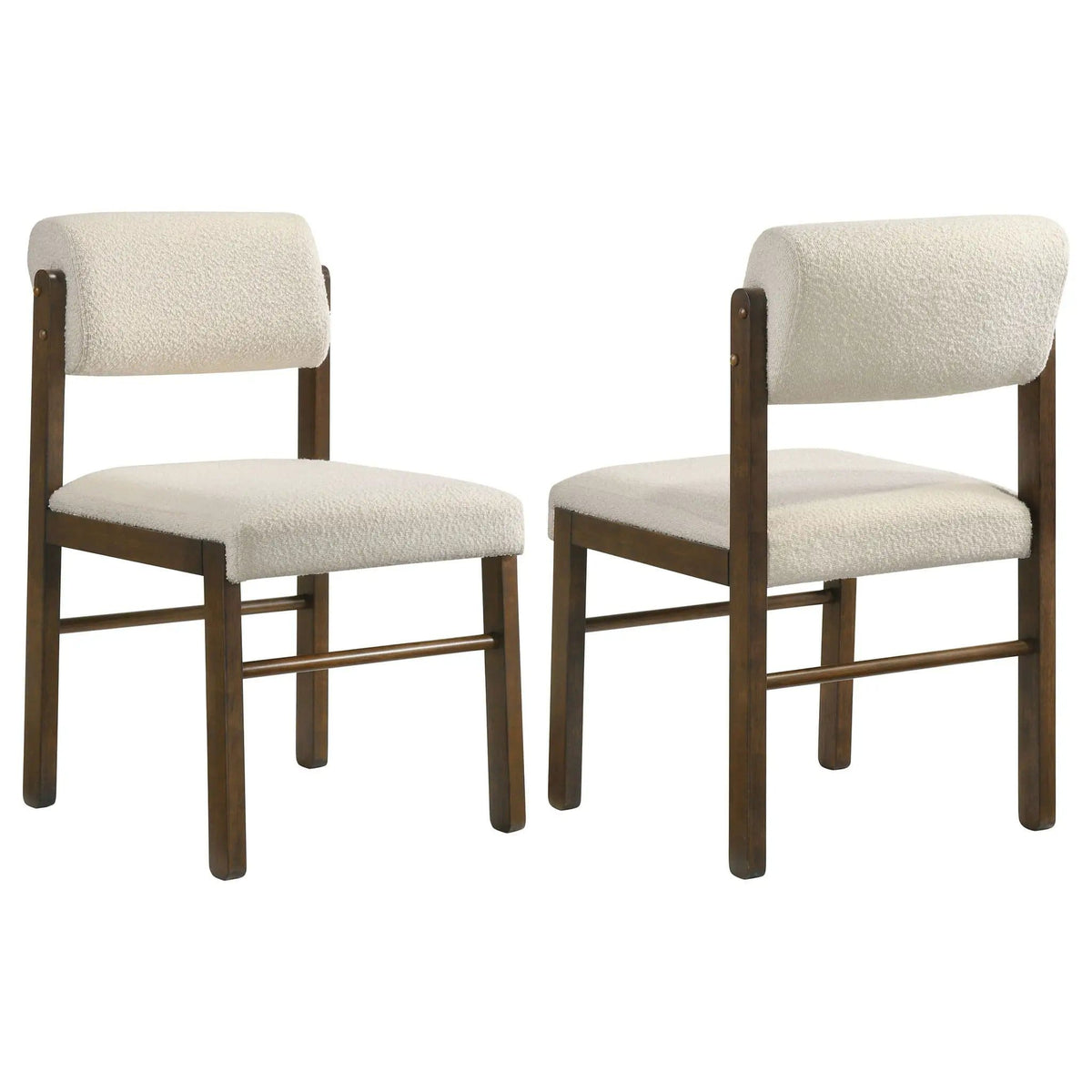 Kehoe Upholstered Dining Side Chair Cream and Walnut (Set of 2) | 19 x 23.25 x 32.5 in | Rubberwood & Walnut | Dining Room