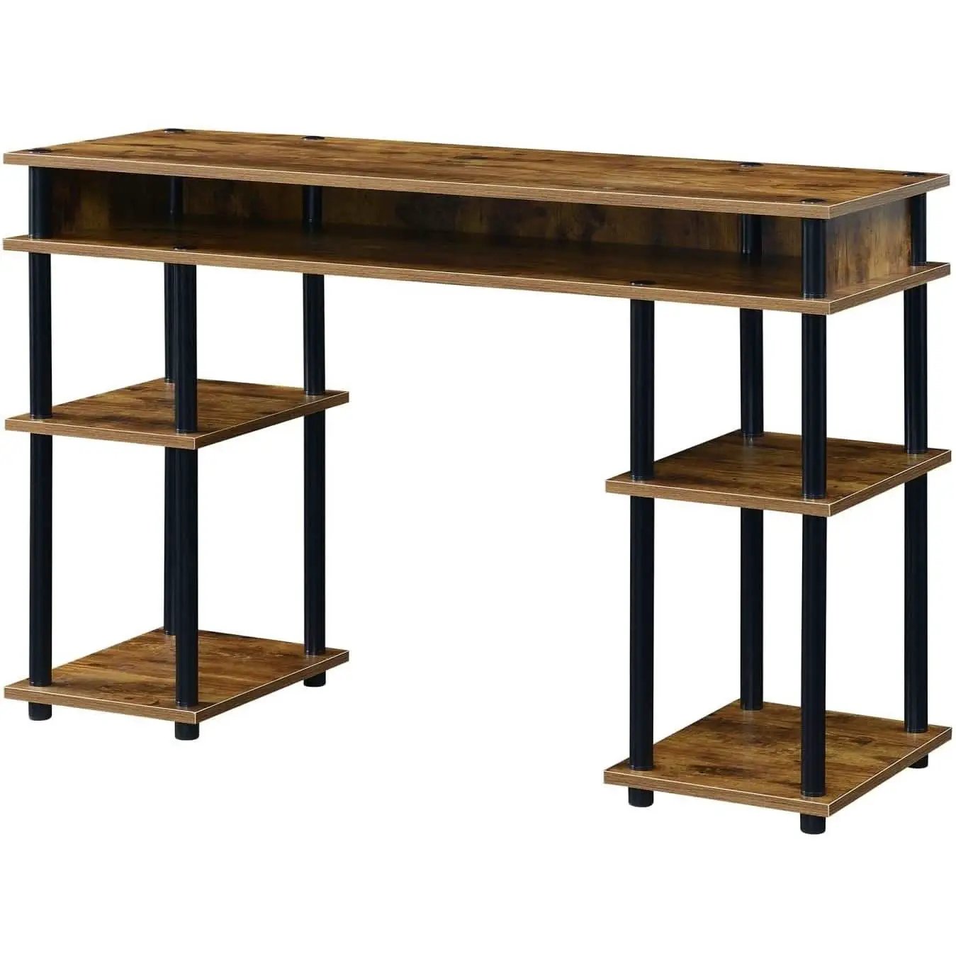 Barnwood Black Student Desk With Shelves 47 Inch No Tools from PriceLows™