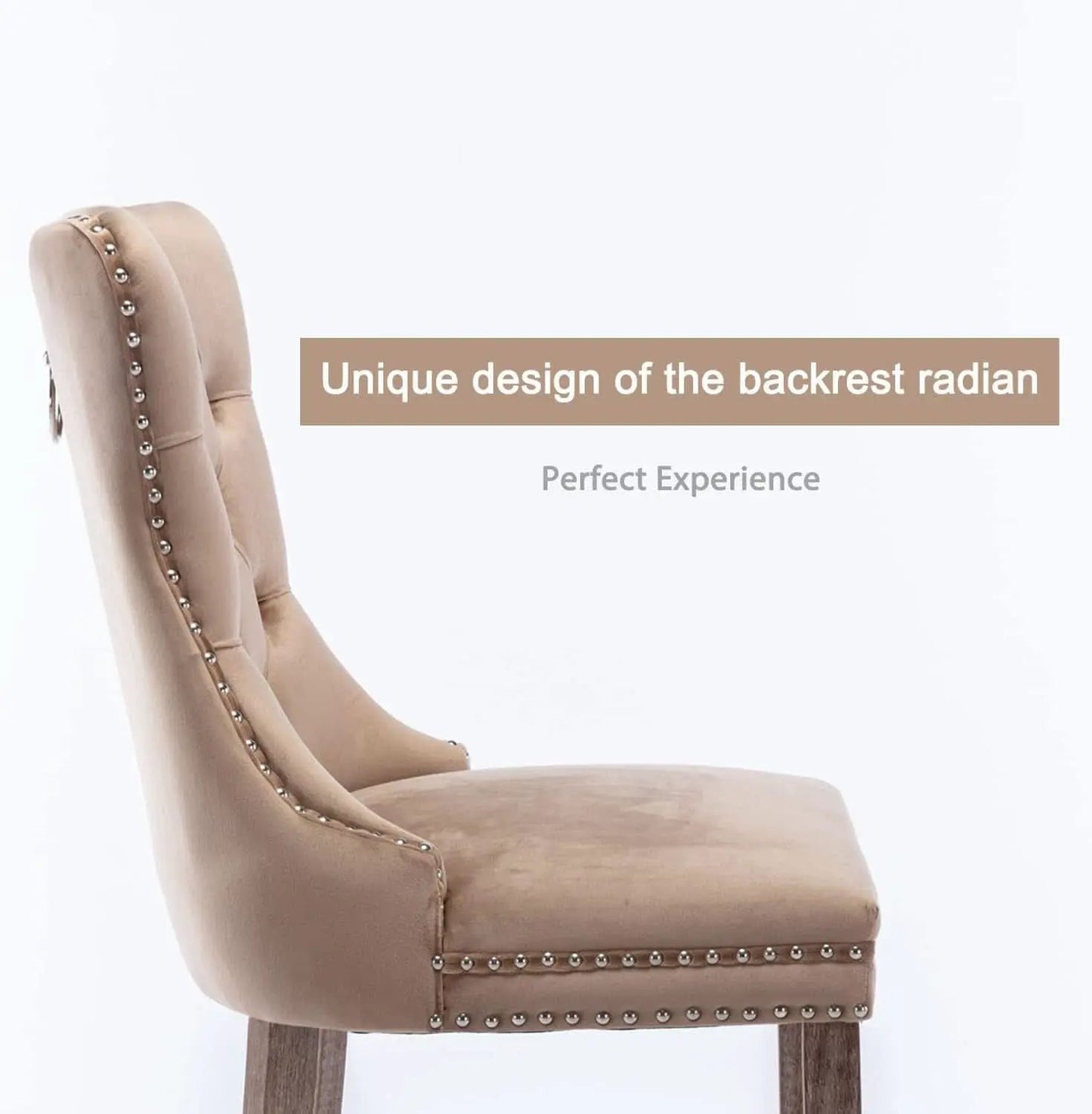 Khaki Velvet Dining Chairs Set Of 4 With Tufted Upholstery from PriceLows™