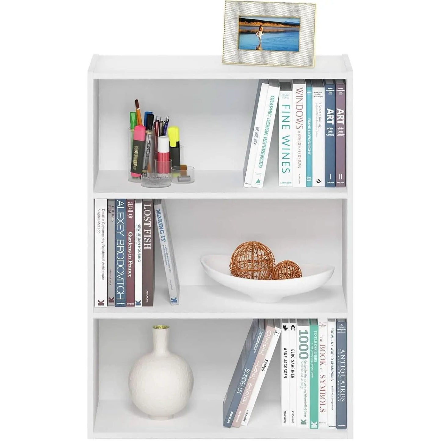 Pasir 3-Tier Open Shelf Bookcase White 31.5 Inch High from PriceLows™
